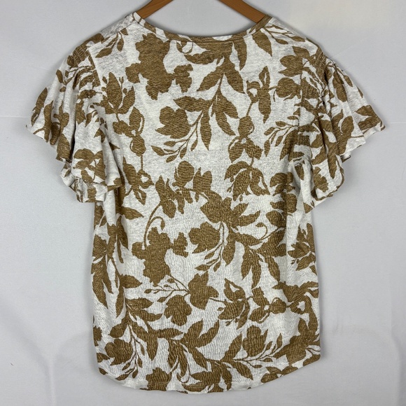 NWT J Crew Women Short Sleeve Linen Knit Tee Shirt Sz L Tan Breathable Beachy - Picture 5 of 10